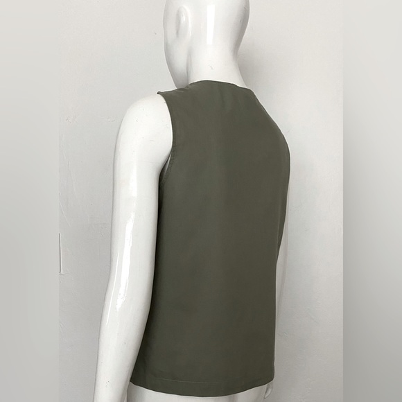 MARC BY MARC JACOBS OLIVE GREEN RUFFLE SLEEVELESS COTTON TOP SHIRT BLOUSE XS - Picture 8 of 14